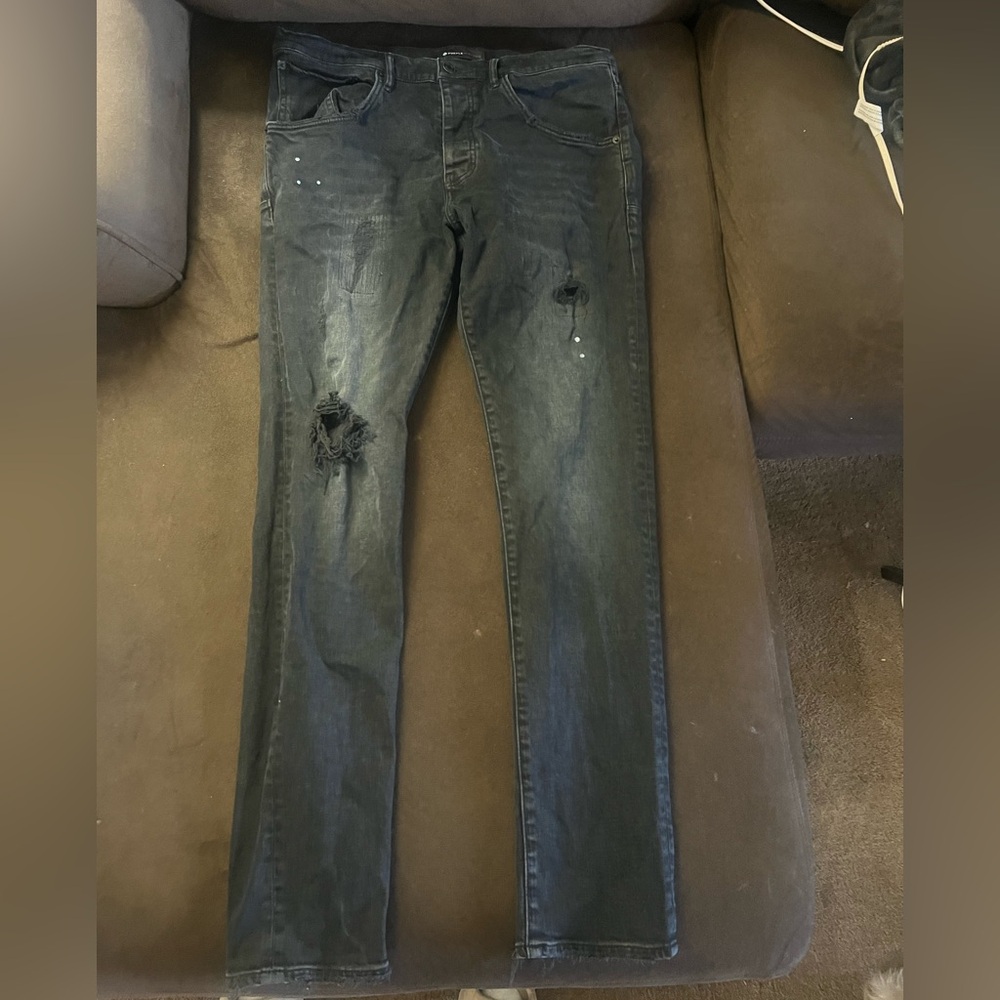 Purple Brand Men's Distressed Black Jeans- Size 36